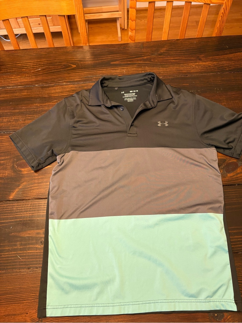 Under Armour Men’s Black/Gray/Light Blue Performance Polo